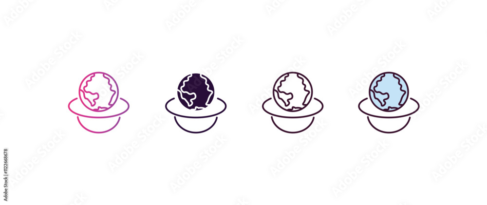 Poster relativity gradient, line, filled, colored icon. editable vector from astronomy concept. four differ