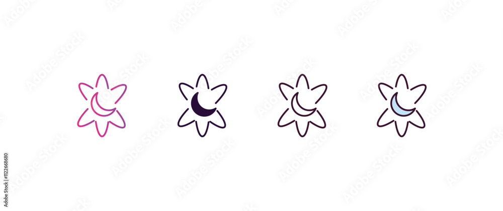 Poster simulator gradient, line, filled, colored icon. editable vector from astronomy concept. four differe