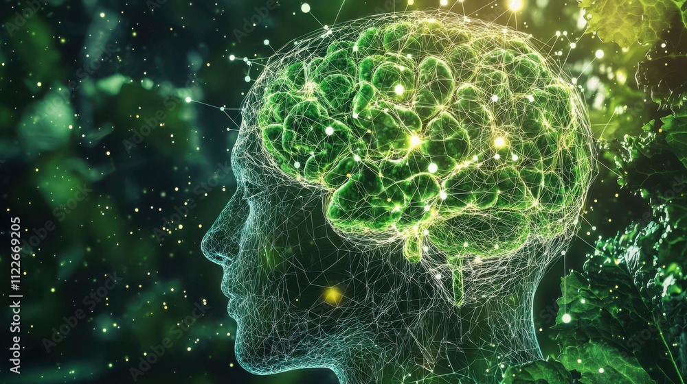 Poster exploring vegetable neurological networks mimicking brain function in nature research environment in