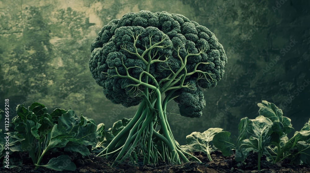 Poster exploring vegetable neurological networks mimicking brain functions in naturea scientific perspectiv