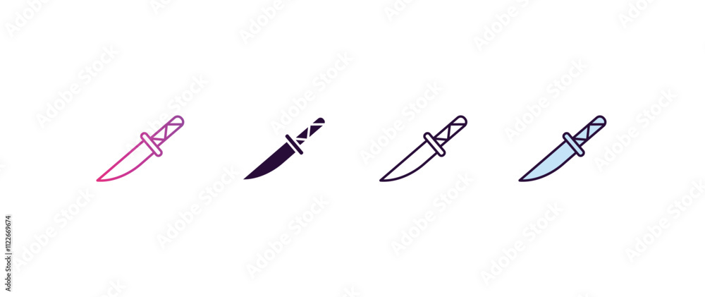 Poster combat knife gradient, line, filled, colored icon. editable vector from army and military concept. f