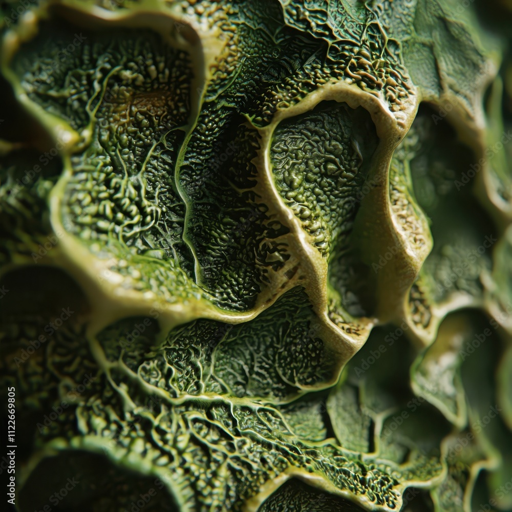 Poster exploring intricate vegetable textures close-up study nature setting detailed surface patterns for v