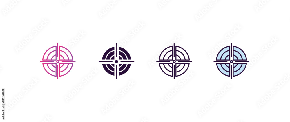 Poster target gradient, line, filled, colored icon. editable vector from army and military concept. four di