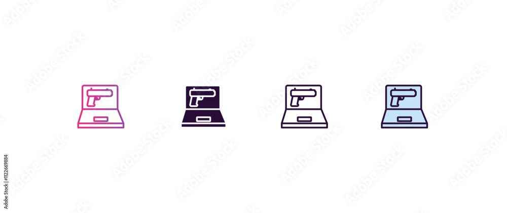 Poster computer gradient, line, filled, colored icon. editable vector from army and military concept. four 