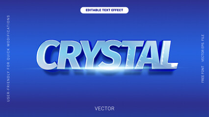 Crystal Sapphire 3D Text Effect with Radiant Blue Glow vector