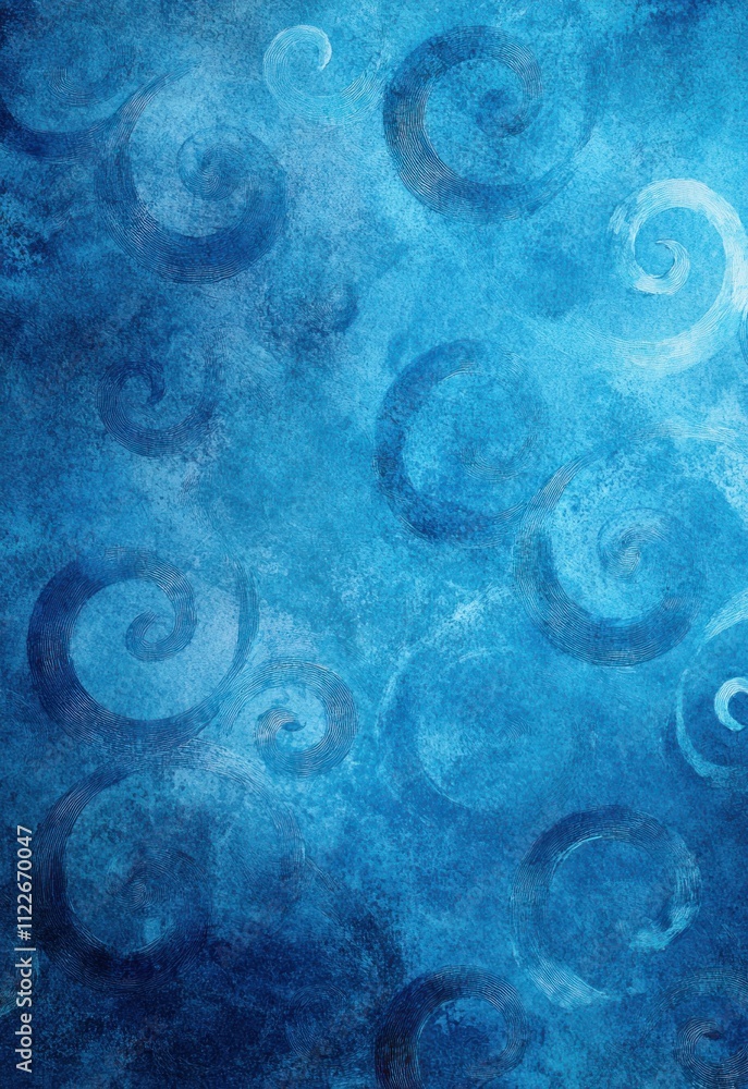 Poster a vibrant blue watercolor background with swirling patterns and rich tones, ideal for creating a dyn