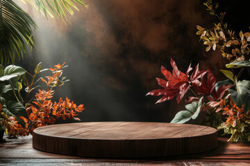 Green 3d podium with stone 