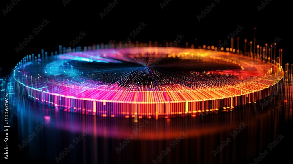 Poster tax submit compliance calculation. a vibrant, circular visualization of sound waves, showcasing colo