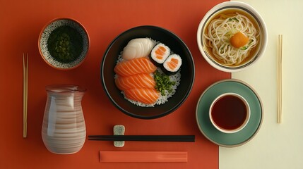 Delicious Japanese Cuisine Flatlay Food Photography