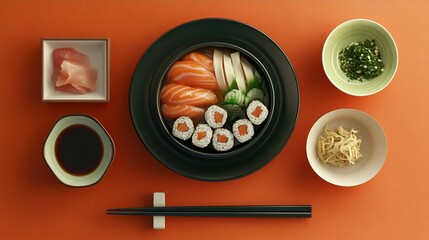 Delicious Salmon Sushi Bowl With Sides A Culinary Delight