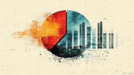 tax submit compliance calculation. A colorful, abstract graphic featuring a pie chart and bar graph, symbolizing data analysis and statistics.