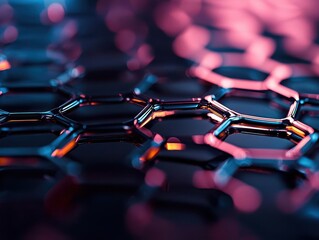 Fototapeta premium Closeup of metallic crystal lattice reflecting light, material science, concept crystalline durability