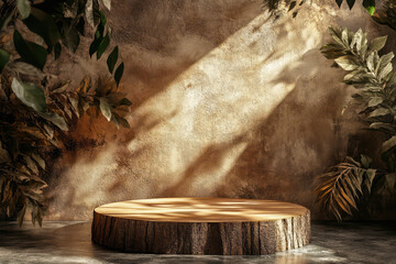 Green 3d podium with stone 