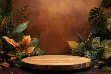 Green 3d podium with stone 