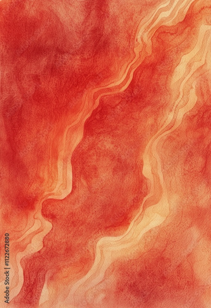 Poster a vibrant red watercolor background with flowing patterns and subtle fades, ideal for creating a bol