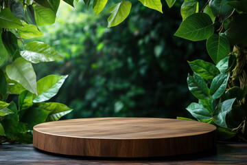 Green 3d podium with stone 