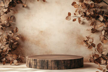 Green 3d podium with stone 