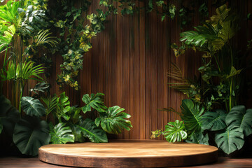 Green 3d podium with stone 