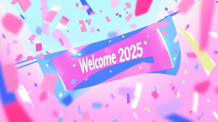 Fototapeta premium Colorful Confetti Celebration Banner Featuring a 
