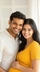 pregnant woman standing with husband