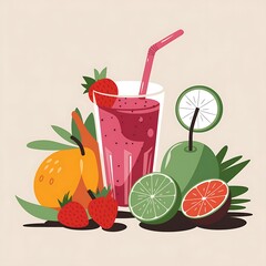 Refreshing Fruit Smoothie with Strawberries and Citrus