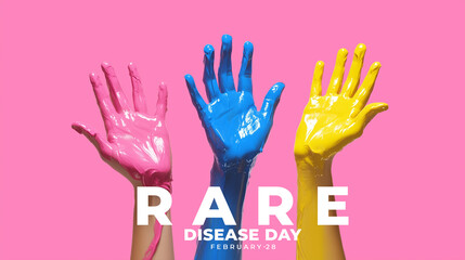Rare Disease Day. colorful hand concept.