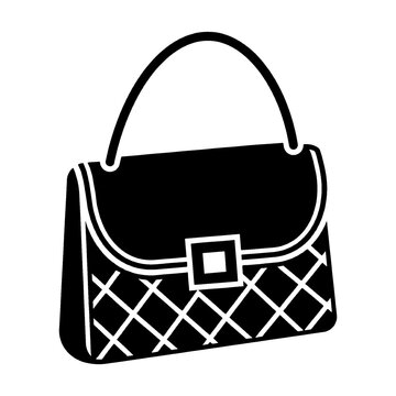 recommend clip art: 高級ブランドのハンドバッグの黒いシルエットイラスト　透過背景の切り抜き
