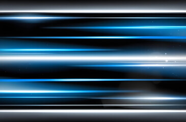 Obraz premium Futuristic Blue Light Streaks on Black Background. Technology and Innovation, Energy and Motion