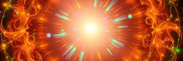 Obraz premium Luminous circle with vibrant colors and swirling patterns of golden light, soft focus, mystical ambiance