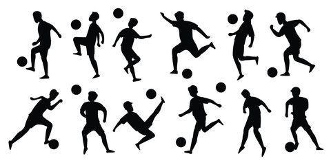 Silhouette Playing Soccer on Vibrant Sunset Field