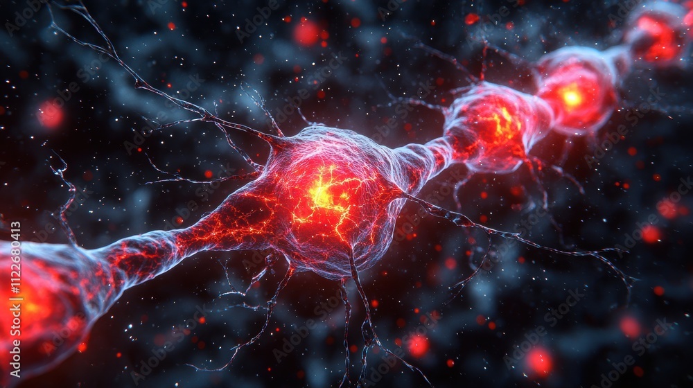 Wall mural fiery nebula space background with fractal energy clouds. generative ai