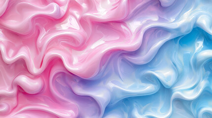 Obraz premium Abstract Swirls of Pink and Blue Cosmetic Cream. Concept of beauty, skincare, and makeup.
