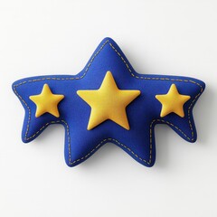 A plush star pillow in blue and yellow offers a whimsical touch to children's rooms or nurseries, Ideal for home decor, children's products, or creative design projects,