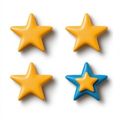Obraz premium Colorful stars in orange and blue are arranged on a white background, This image can be used for promotional materials, children's products, or creative designs to evoke fun and positivity,