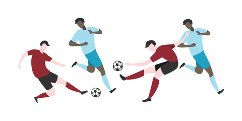 Flat Design Illustration of Soccer Playtime