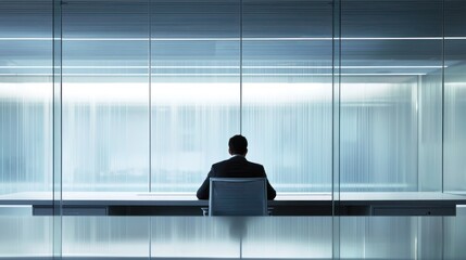 A stressed manager looking at an empty desk in a modern office, symbolizing work absence.