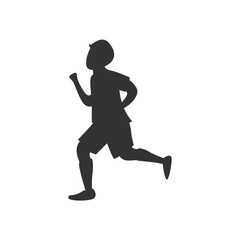 Obraz premium Silhouette Running at Sunset on the Beach