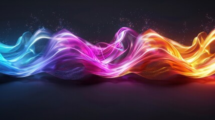 Fototapeta premium Mesmerizing Colorful Fluid Wave Energetic Digital Abstract Background with Dynamic Swirling Gradient Patterns and Glowing Neon Lights Futuristic and Captivating Visualization of Motion and Energy