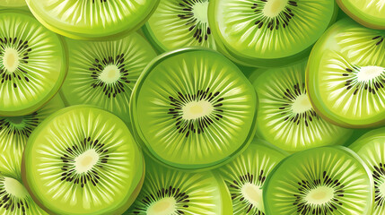 Fototapeta premium Kiwi Slices Background. Fresh Fruit Pattern. Healthy Food Concept.