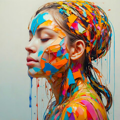 Creative Expression: Woman with Painted Face