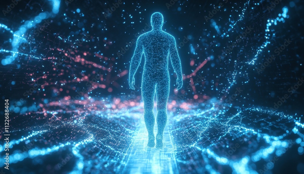 Poster Digital Human Walking Through a Particle Field