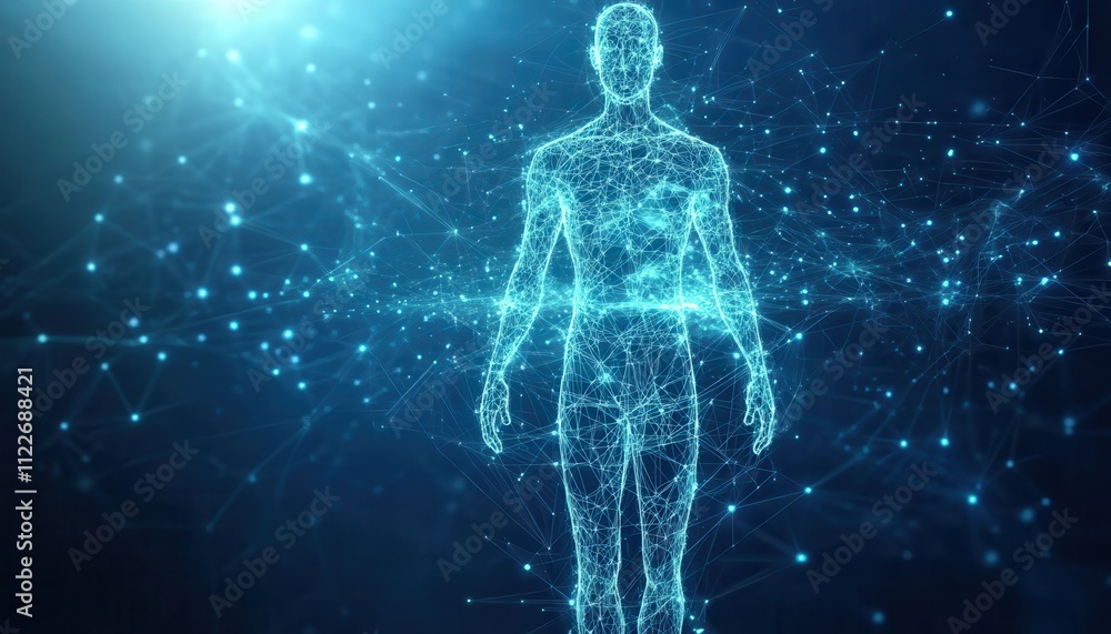 Poster digital human body network connection visualization