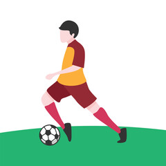 Obraz premium Dynamic Vector Illustration of Soccer Player Kicking Ball