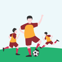 Dynamic Soccer Play: Intense Match on the Field