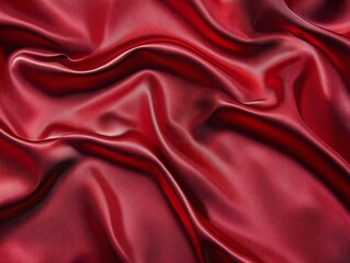 Obraz premium Luxurious Red Satin Fabric Background with Glossy Waves - Elegant, Vibrant, and Abstract Design Perfect for Fashion, Art, and Luxury Concepts