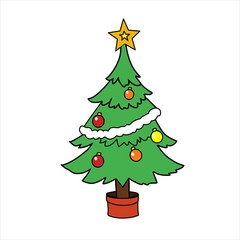 A typical Christmas pine tree image is suitable for decorating Christmas posters and greeting cards