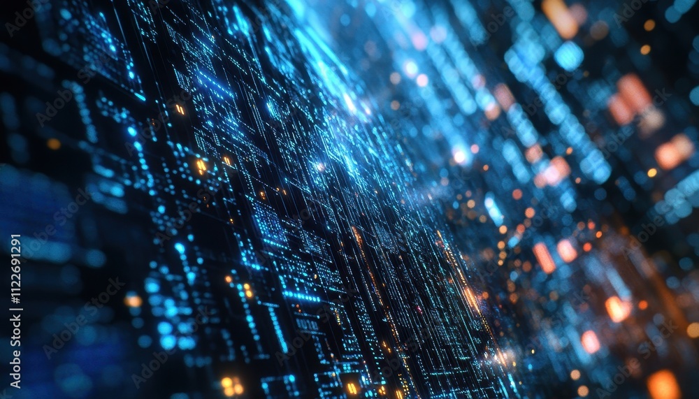 Aufkleber Abstract Digital Network Data Flow Visualization