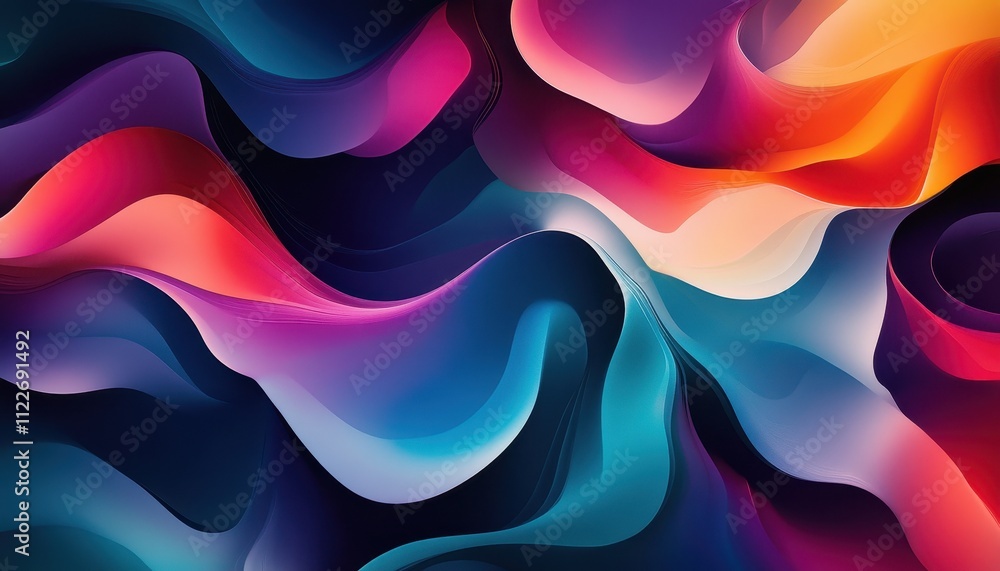 Poster Abstract Colorful Waves Flowing Design