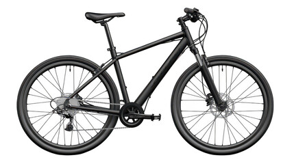 Sleek black urban bicycle side view sturdy frame durable wheels minimalist design ideal for city commuting Isolated on white background or PNG