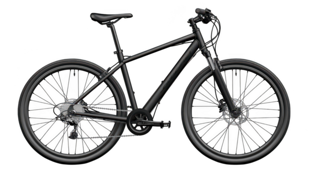 Sleek black urban bicycle side view sturdy frame durable wheels minimalist design ideal for city commuting Isolated on white background or PNG